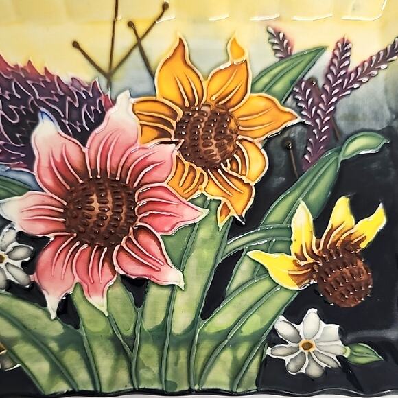 Vintage Old Tupton Ware Handpainted Floral Ceramic Table or Wall Art Small Tray - Picture 2 of 5